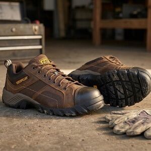 Caterpillar Men's Brown and Black Steel Toe Sneakers